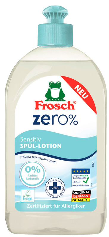 Засіб для ручного миття посуду FROSCH ZERO Сенситив 0,5л